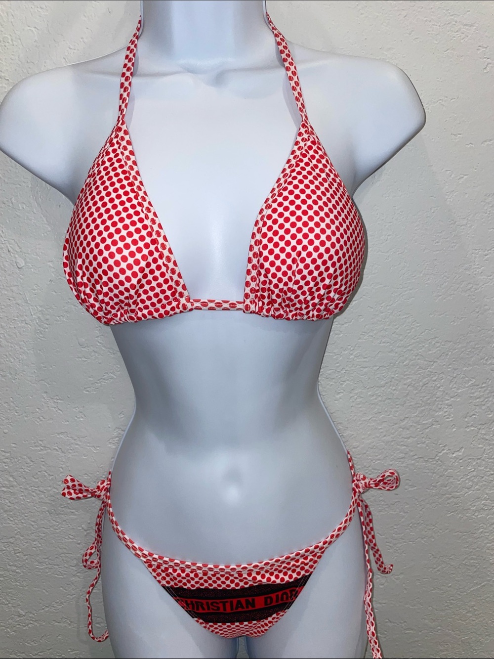 Red polka dot bikini